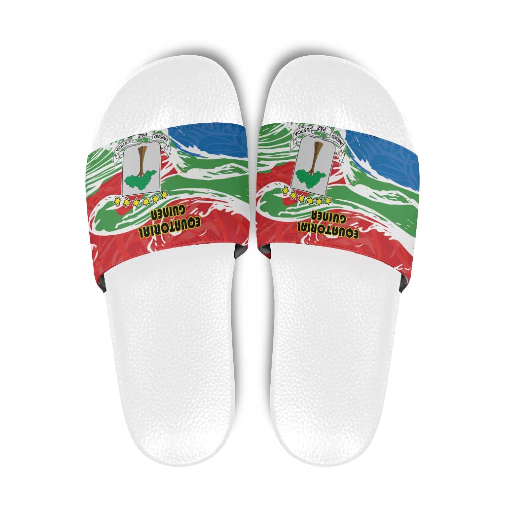 Equatorial Guinea Independence Day Slide Sandals Coat Of Arms With Map - Wonder Print Shop