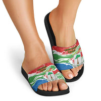 Equatorial Guinea Independence Day Slide Sandals Coat Of Arms With Map - Wonder Print Shop