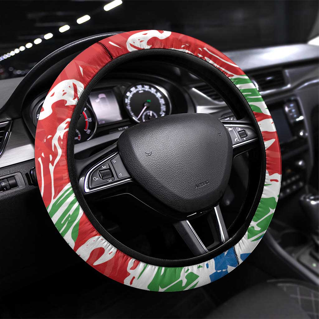 Equatorial Guinea Independence Day Steering Wheel Cover Coat Of Arms With Map - Wonder Print Shop