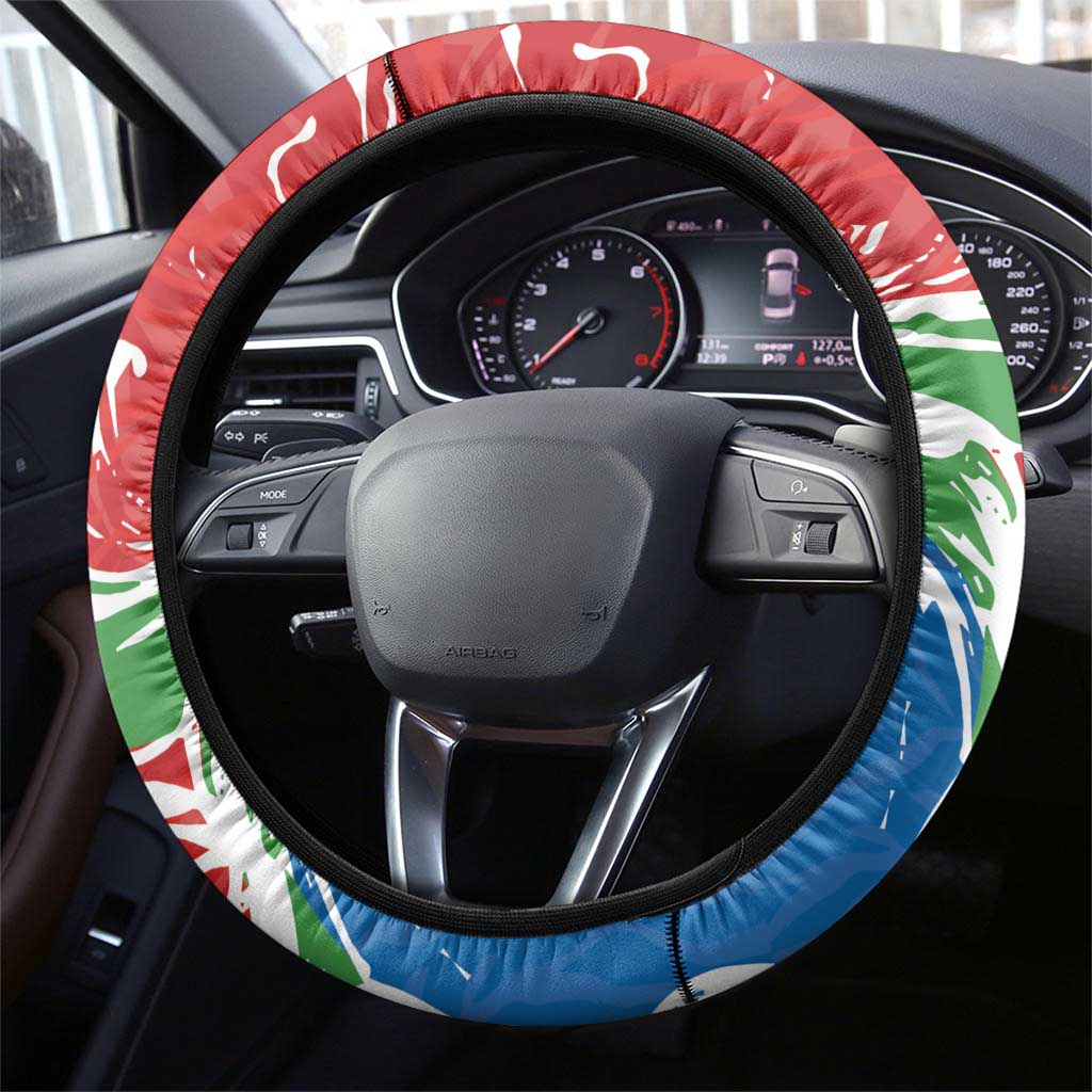 Equatorial Guinea Independence Day Steering Wheel Cover Coat Of Arms With Map - Wonder Print Shop