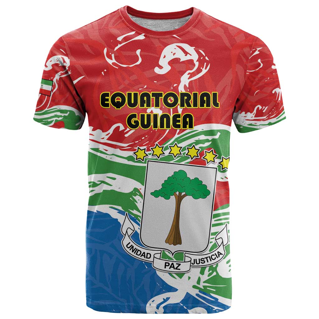 Personalized Equatorial Guinea Independence Day T Shirt Coat Of Arms With Map - Wonder Print Shop