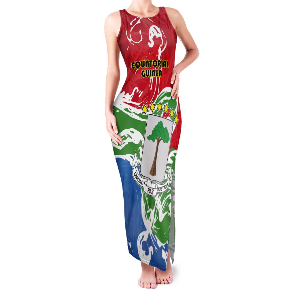 Personalized Equatorial Guinea Independence Day Tank Maxi Dress Coat Of Arms With Map - Wonder Print Shop