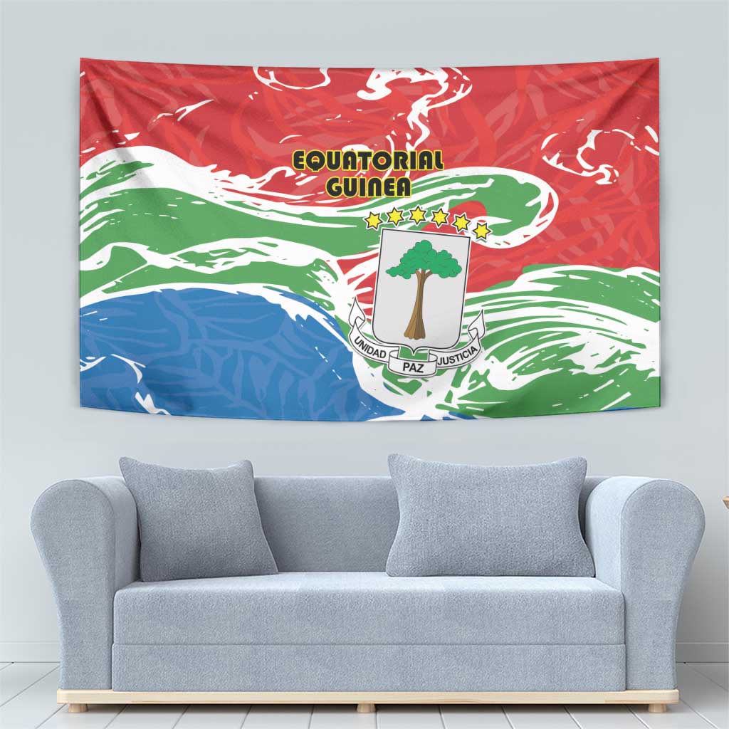 Equatorial Guinea Independence Day Tapestry Coat Of Arms With Map - Wonder Print Shop
