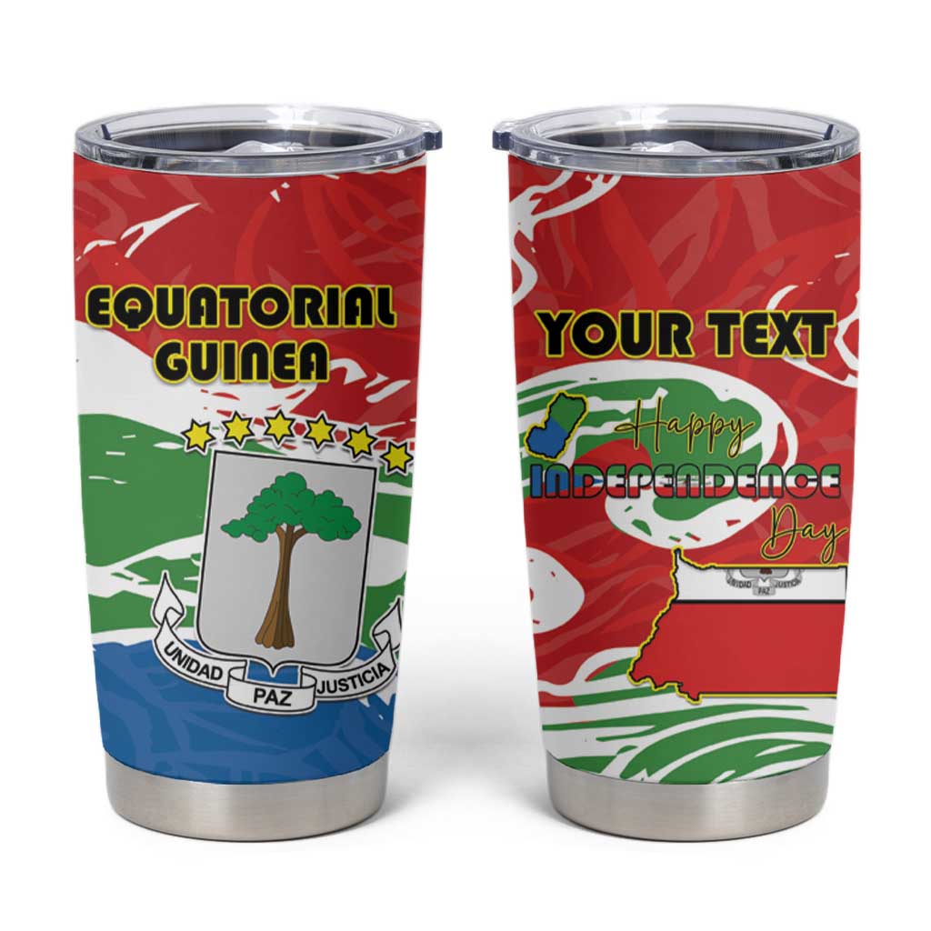 Personalized Equatorial Guinea Independence Day Tumbler Cup Coat Of Arms With Map - Wonder Print Shop