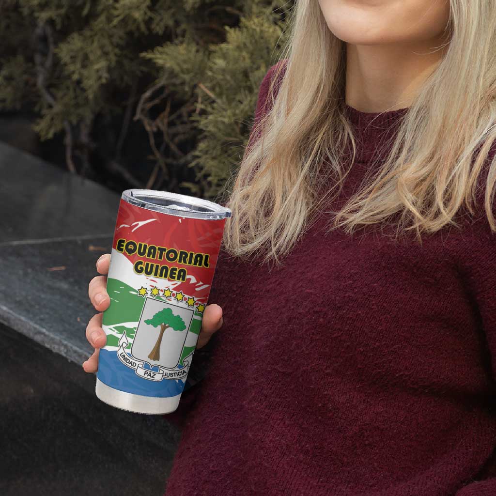 Personalized Equatorial Guinea Independence Day Tumbler Cup Coat Of Arms With Map - Wonder Print Shop
