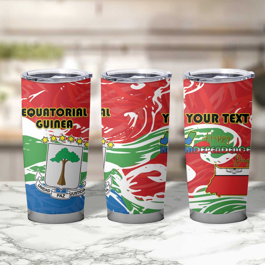 Personalized Equatorial Guinea Independence Day Tumbler Cup Coat Of Arms With Map - Wonder Print Shop