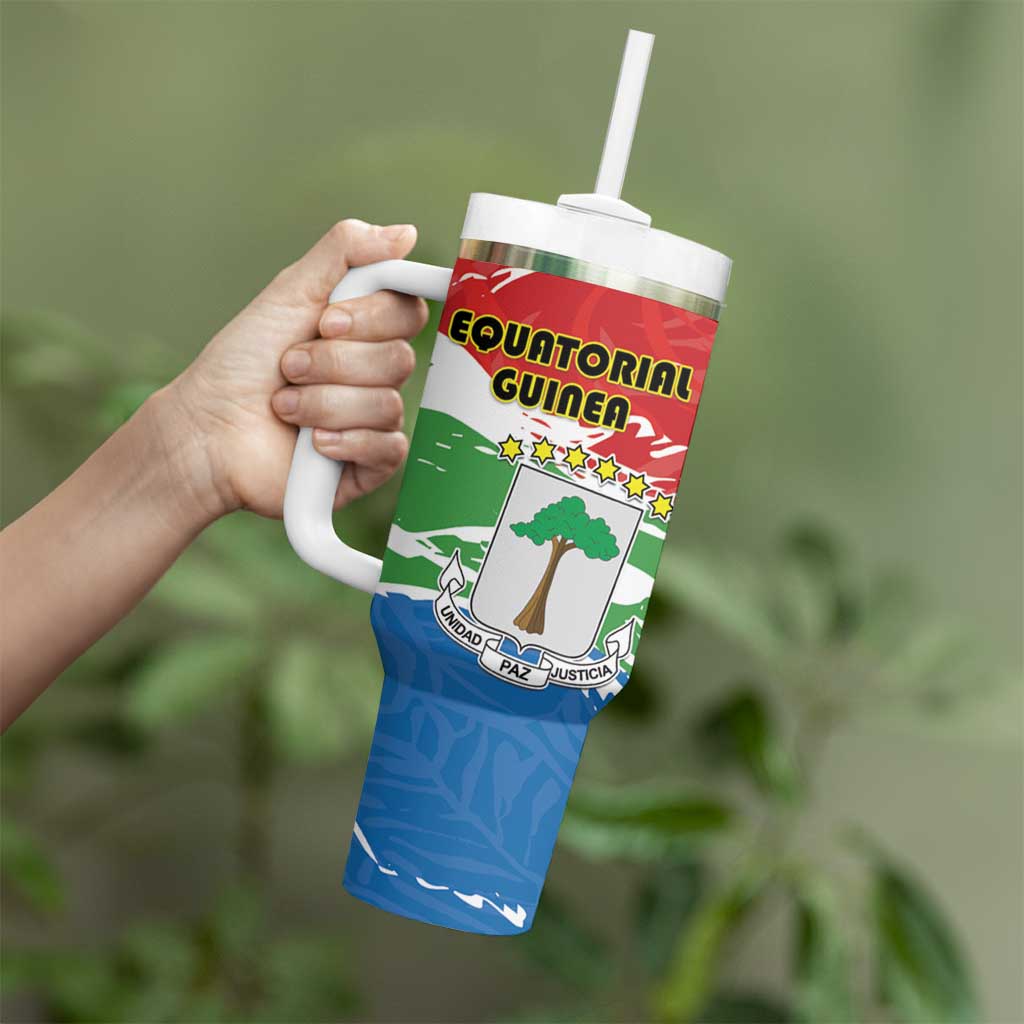 Personalized Equatorial Guinea Independence Day Tumbler With Handle Coat Of Arms With Map - Wonder Print Shop