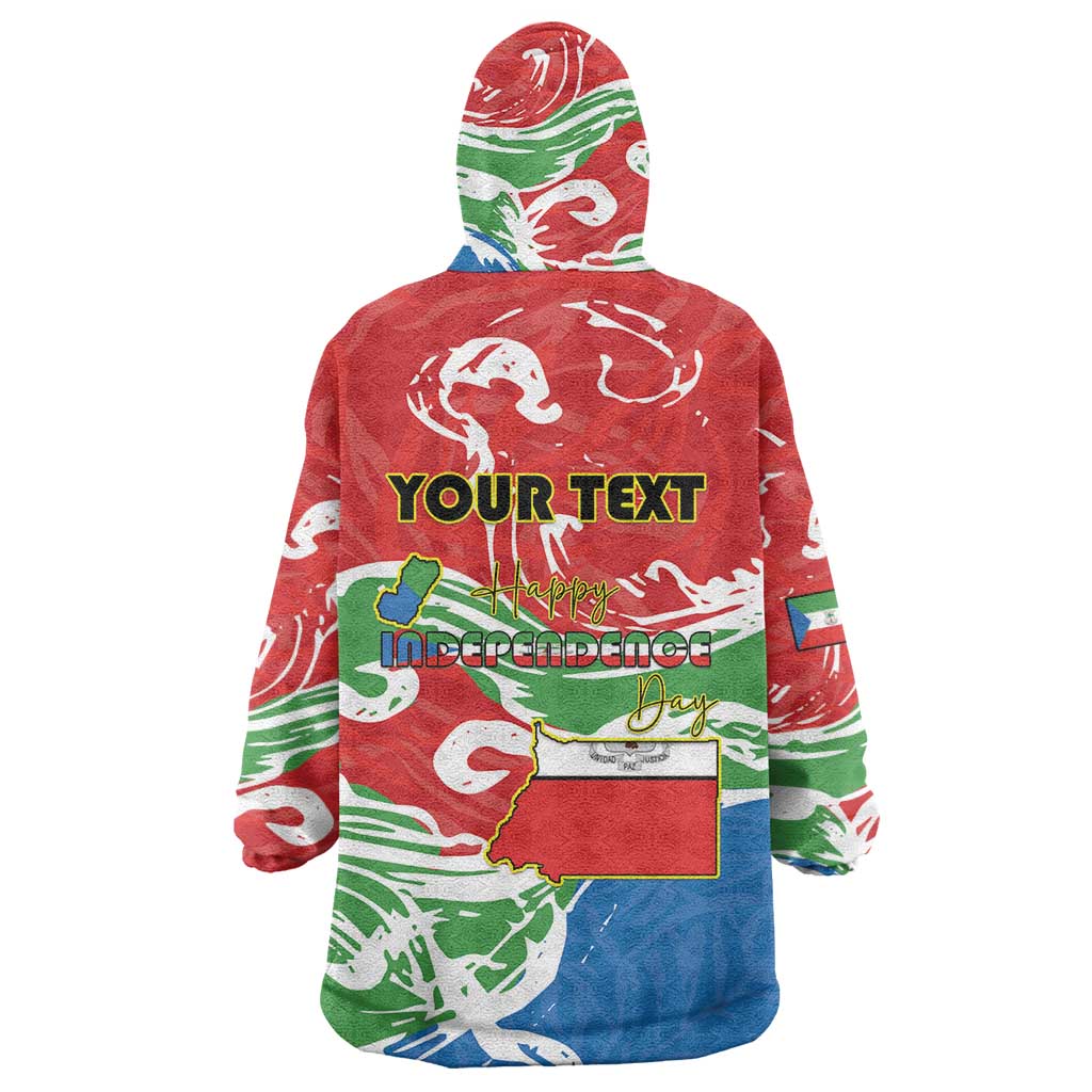Personalized Equatorial Guinea Independence Day Wearable Blanket Hoodie Coat Of Arms With Map - Wonder Print Shop