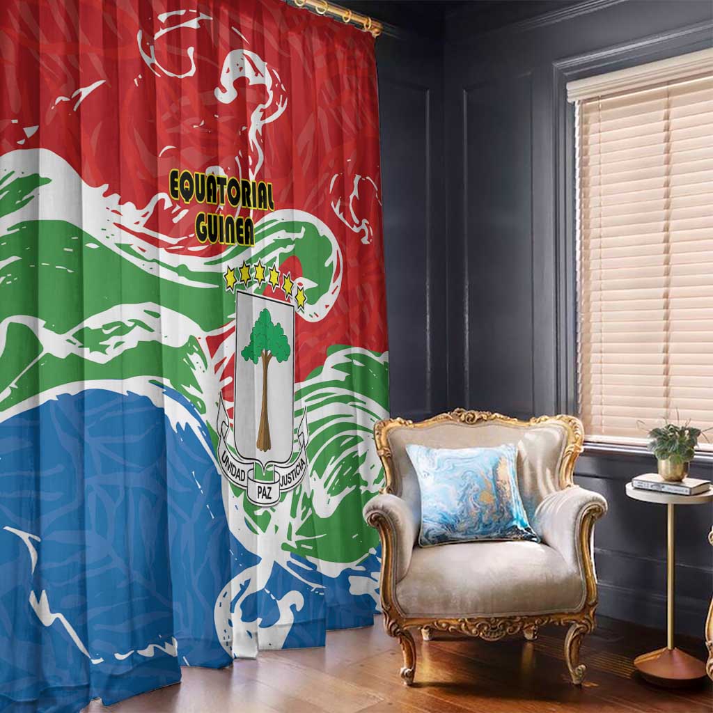 Equatorial Guinea Independence Day Window Curtain Coat Of Arms With Map - Wonder Print Shop