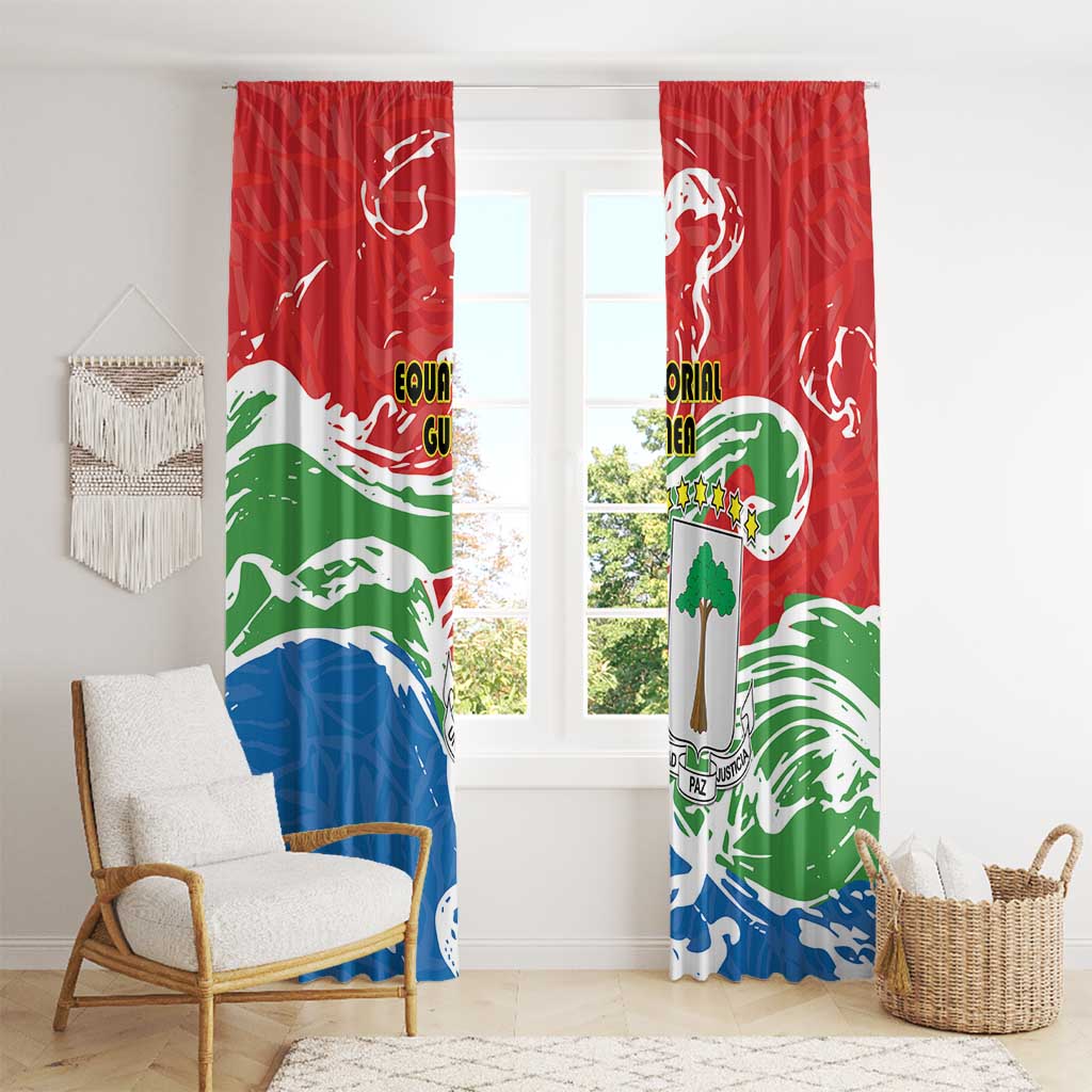Equatorial Guinea Independence Day Window Curtain Coat Of Arms With Map - Wonder Print Shop