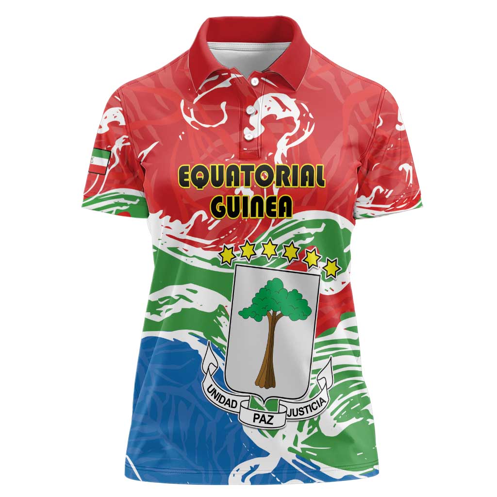 Personalized Equatorial Guinea Independence Day Women Polo Shirt Coat Of Arms With Map - Wonder Print Shop