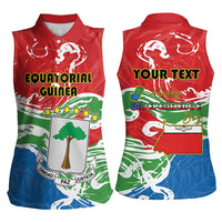 Personalized Equatorial Guinea Independence Day Women Sleeveless Polo Shirt Coat Of Arms With Map - Wonder Print Shop