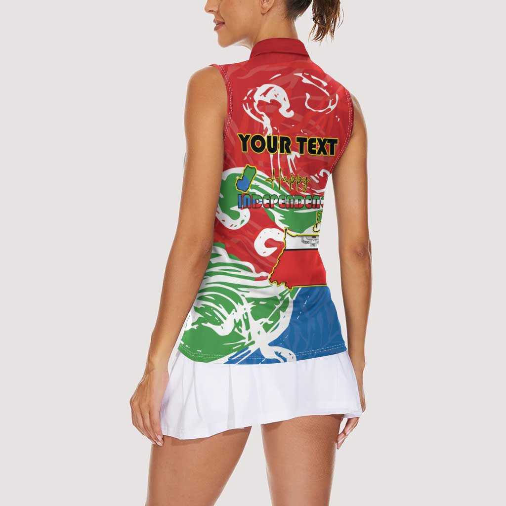 Personalized Equatorial Guinea Independence Day Women Sleeveless Polo Shirt Coat Of Arms With Map - Wonder Print Shop