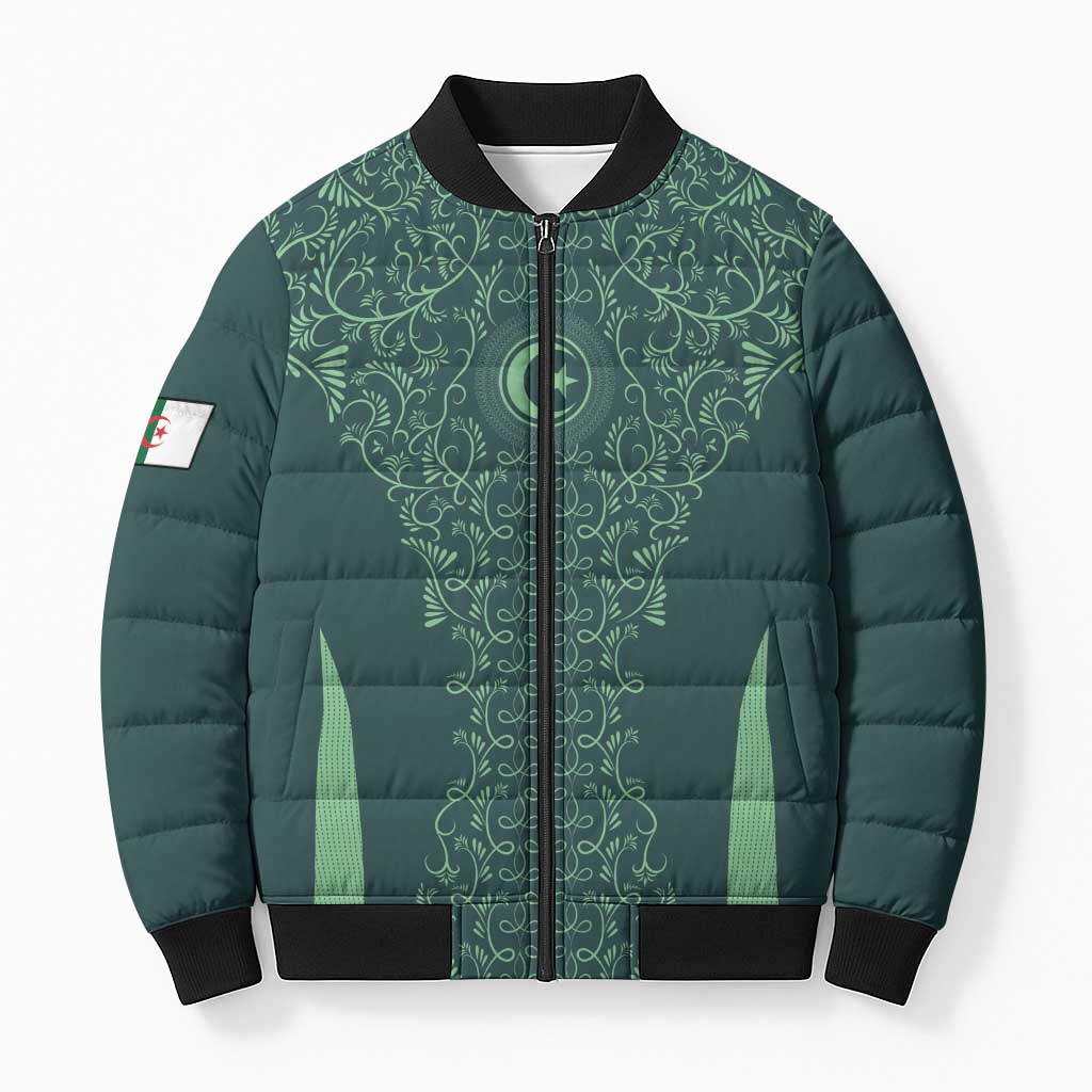 Custom Algeria Football Bomber Puffer Jacket Come On Greens - Wonder Print Shop