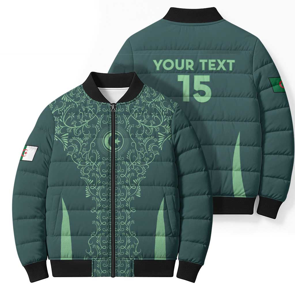 Custom Algeria Football Bomber Puffer Jacket Come On Greens - Wonder Print Shop