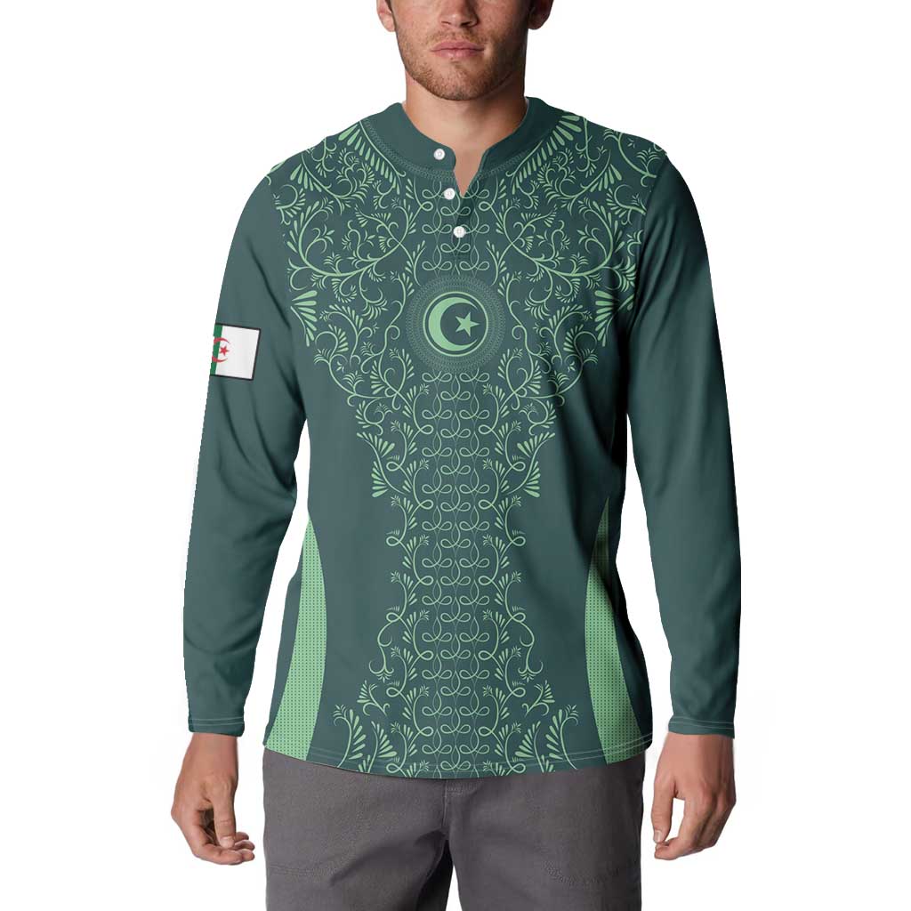 Custom Algeria Football Button Sweatshirt Come On Greens - Wonder Print Shop