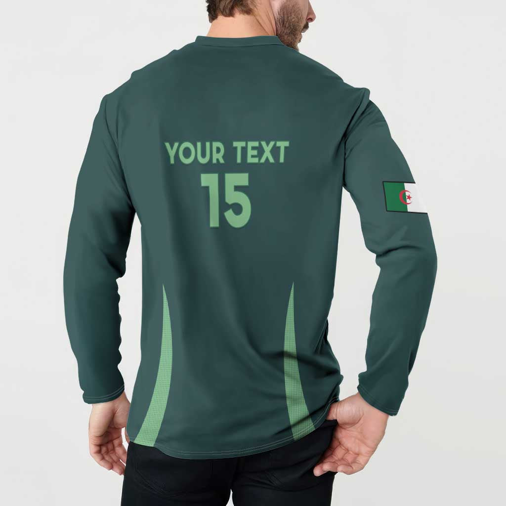 Custom Algeria Football Button Sweatshirt Come On Greens - Wonder Print Shop