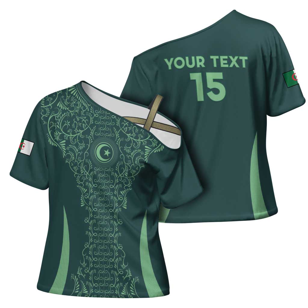 Custom Algeria Football Cross Shoulder Shirt Come On Greens - Wonder Print Shop