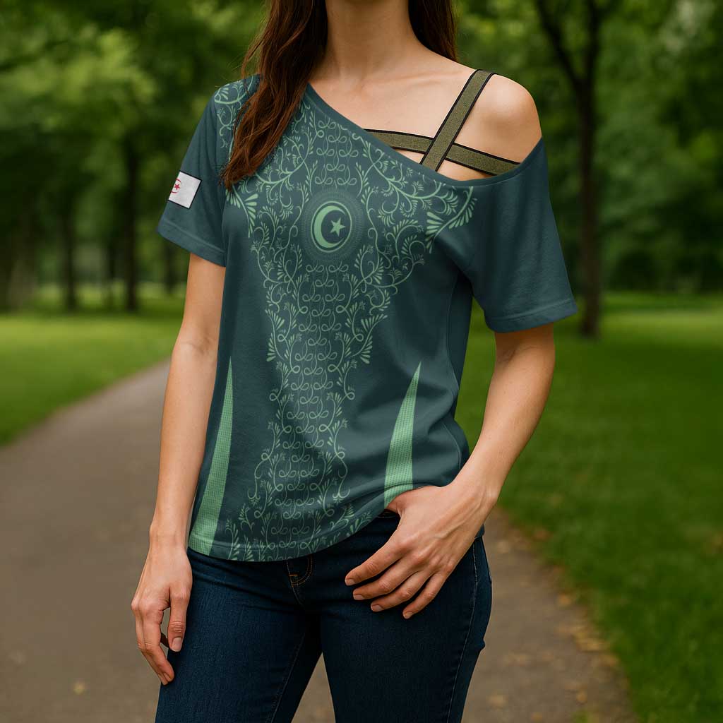 Custom Algeria Football Cross Shoulder Shirt Come On Greens - Wonder Print Shop
