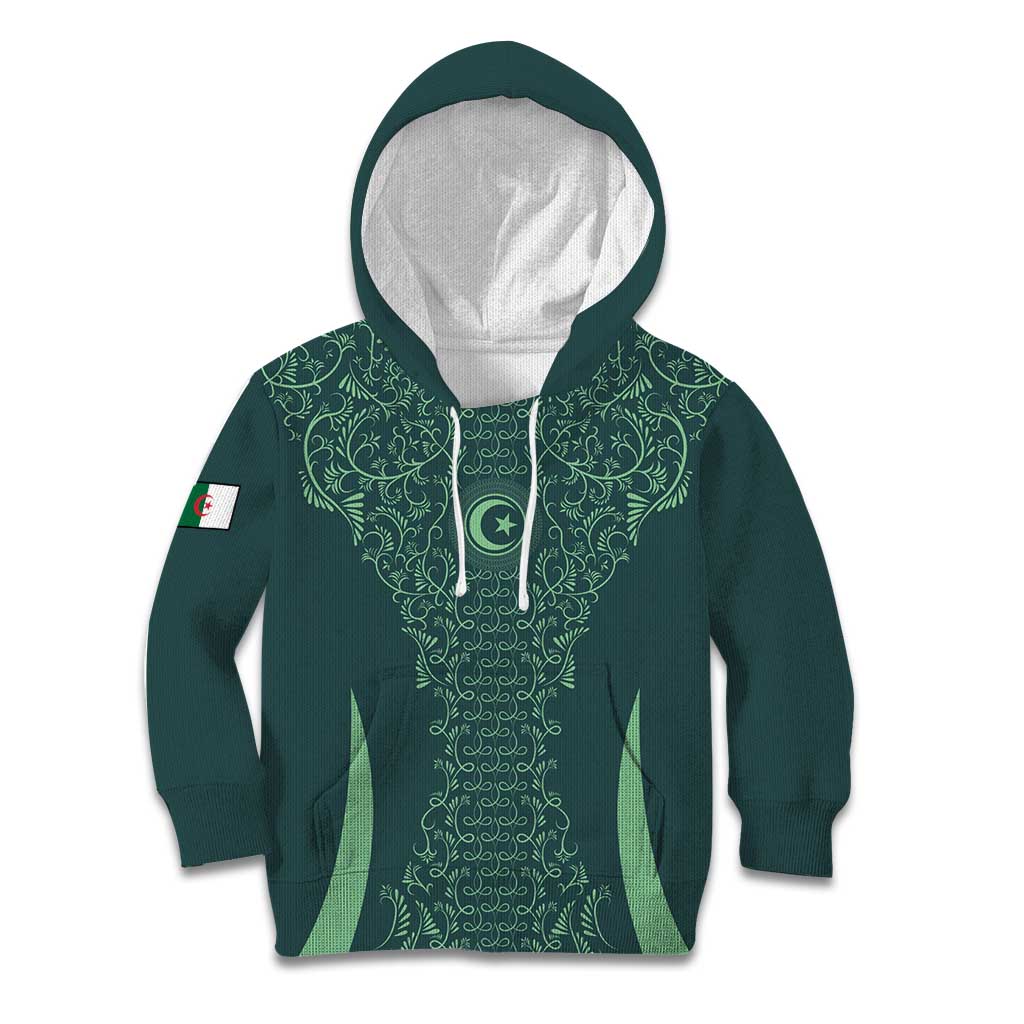 Custom Algeria Football Kid Hoodie Come On Greens - Wonder Print Shop