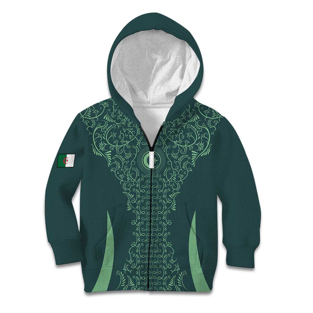 Custom Algeria Football Kid Hoodie Come On Greens - Wonder Print Shop