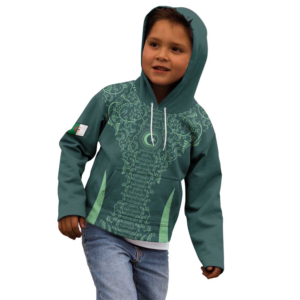 Custom Algeria Football Kid Hoodie Come On Greens - Wonder Print Shop