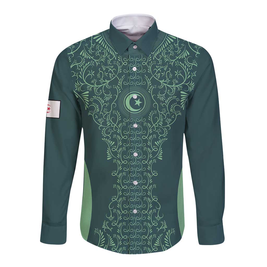 Custom Algeria Football Long Sleeve Button Shirt Come On Greens - Wonder Print Shop