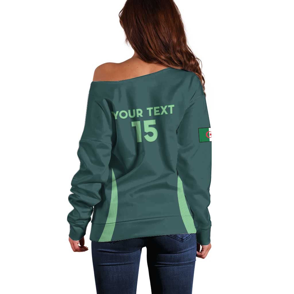 Custom Algeria Football Off Shoulder Sweater Come On Greens - Wonder Print Shop