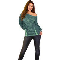 Custom Algeria Football Off Shoulder Sweater Come On Greens - Wonder Print Shop