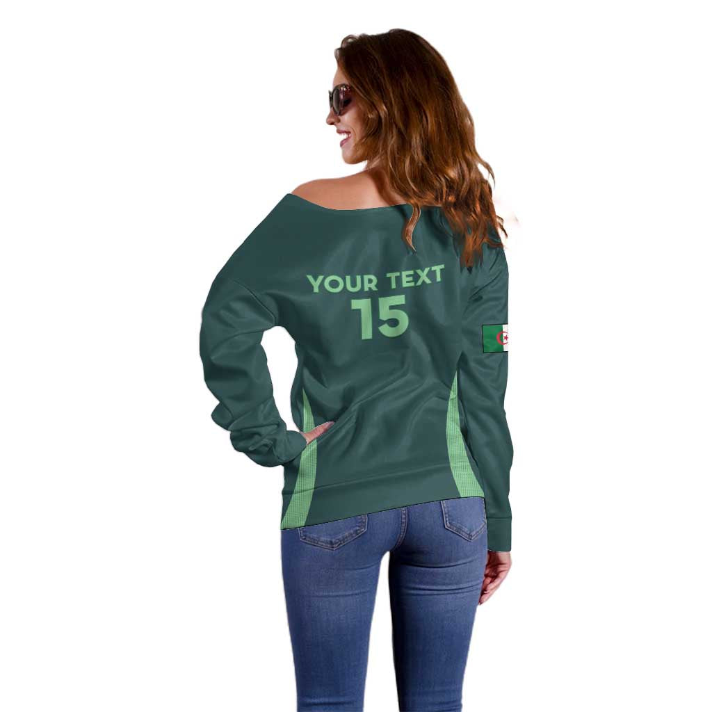 Custom Algeria Football Off Shoulder Sweater Come On Greens - Wonder Print Shop