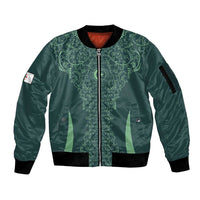 Custom Algeria Football Sleeve Zip Bomber Jacket Come On Greens - Wonder Print Shop
