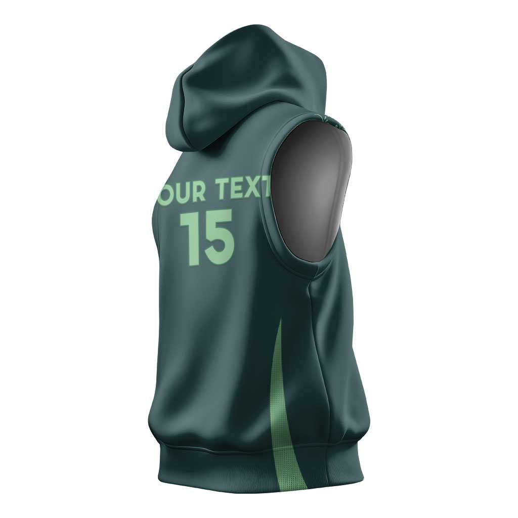 Custom Algeria Football Sleeveless Hoodie Come On Greens - Wonder Print Shop
