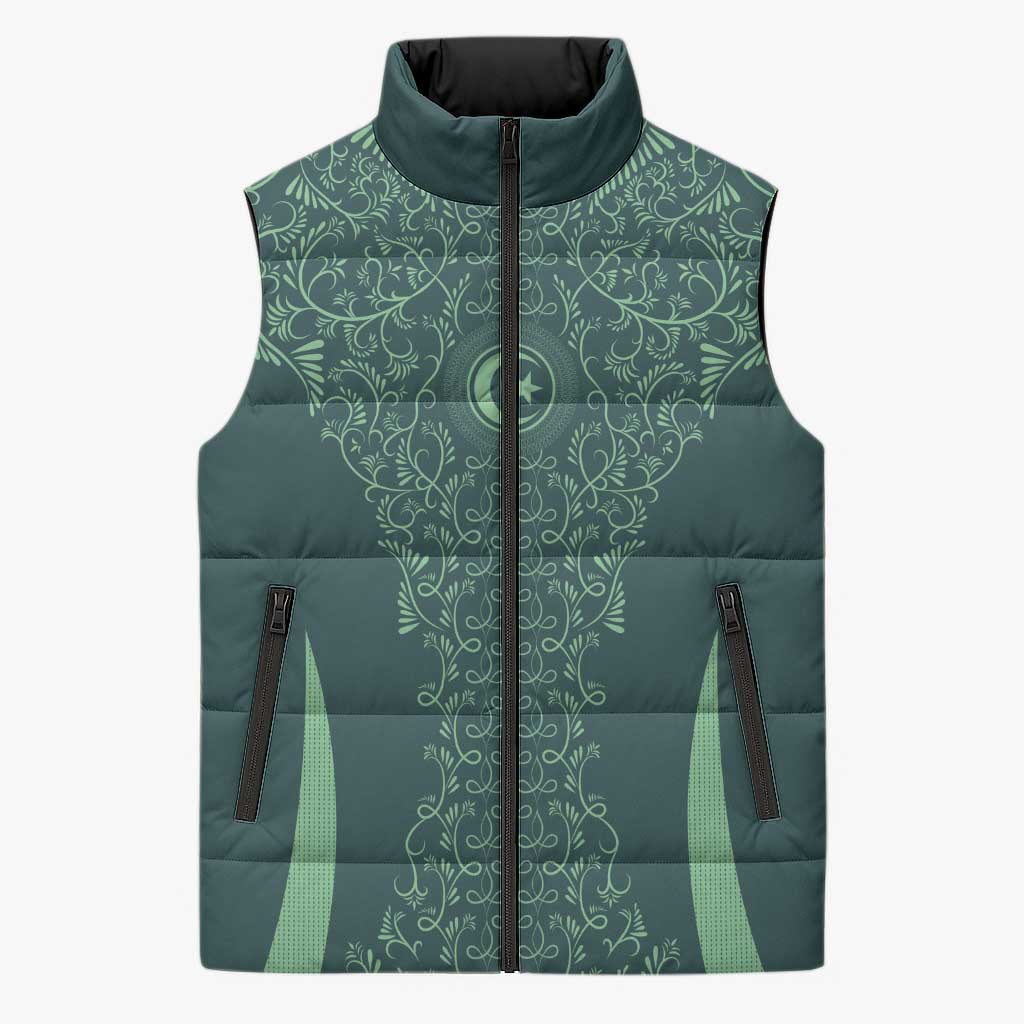 Custom Algeria Football Sleeveless Puffer Jacket Come On Greens - Wonder Print Shop