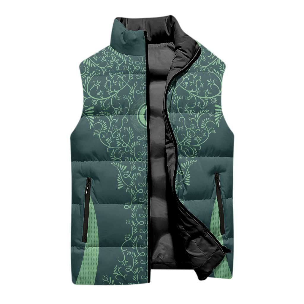 Custom Algeria Football Sleeveless Puffer Jacket Come On Greens - Wonder Print Shop