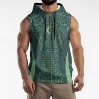 Custom Algeria Football Sleeveless Zip Hoodie Come On Greens - Wonder Print Shop