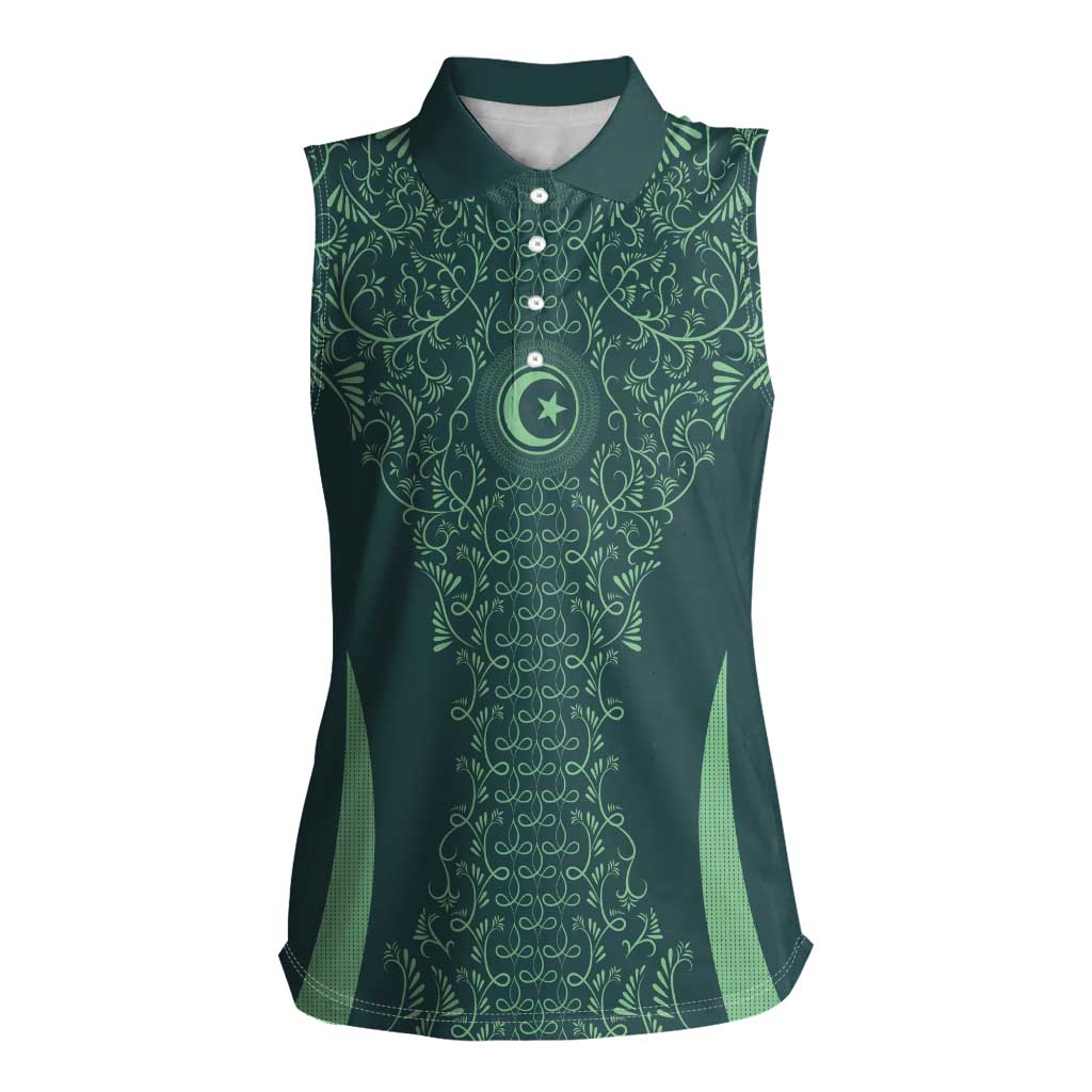 Custom Algeria Football Women Sleeveless Polo Shirt Come On Greens - Wonder Print Shop