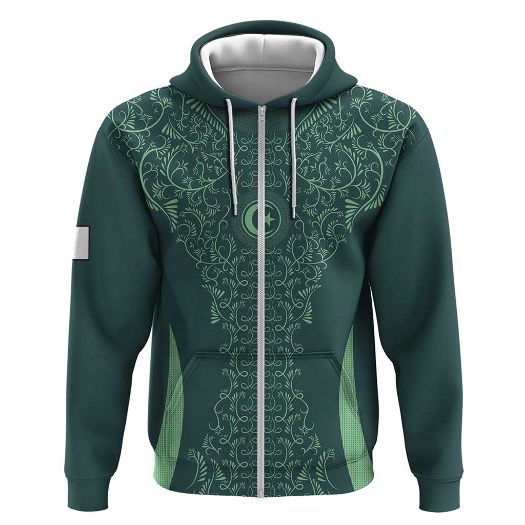 Custom Algeria Football Zip Hoodie Come On Greens - Wonder Print Shop