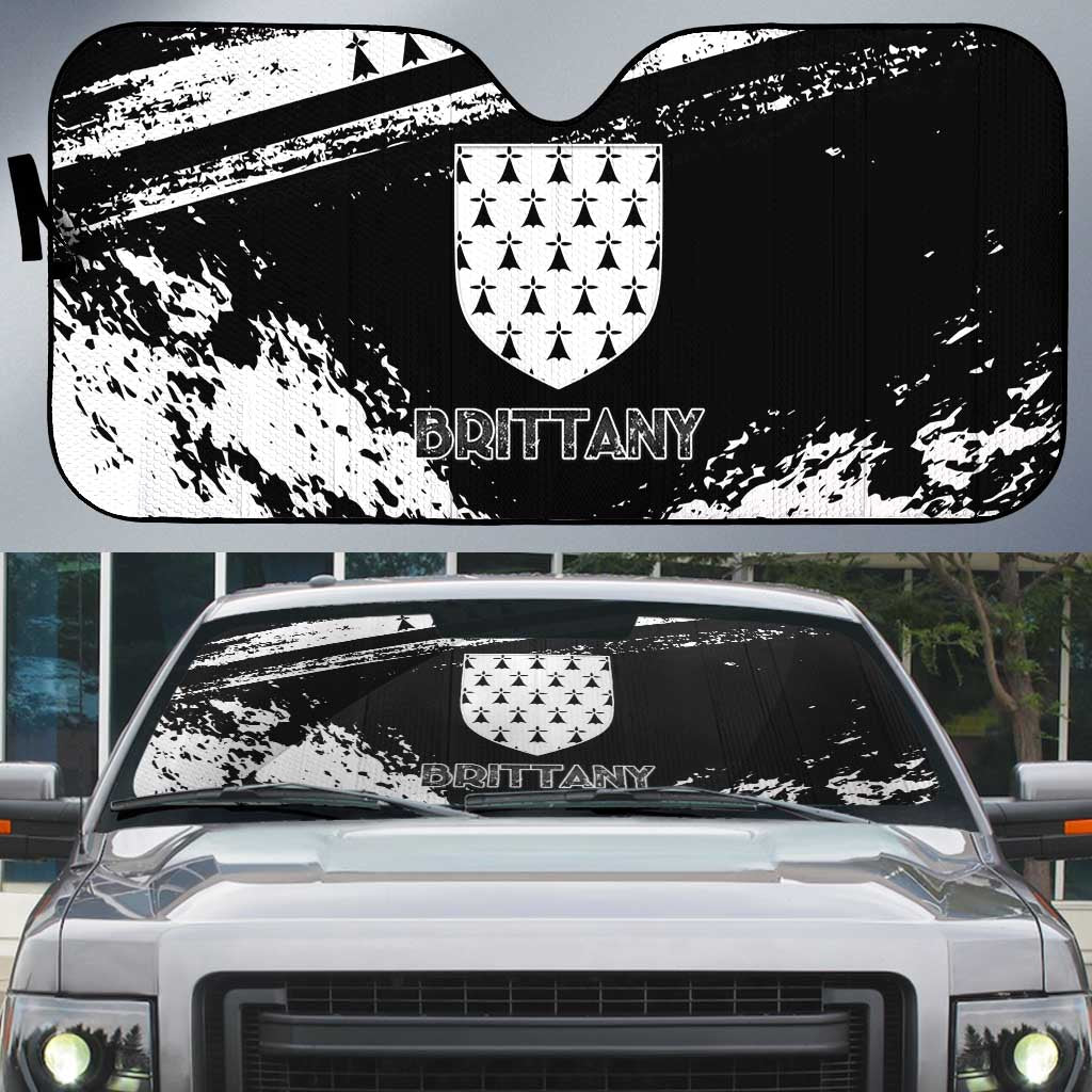 Brittany Auto Sun Shade Coat Of Arms With Triskelion - Grunge Style - Wonder Print Shop