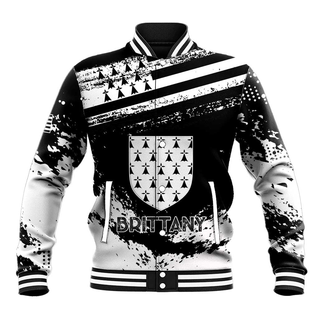 Personalized Brittany Baseball Jacket Coat Of Arms With Triskelion - Grunge Style - Wonder Print Shop