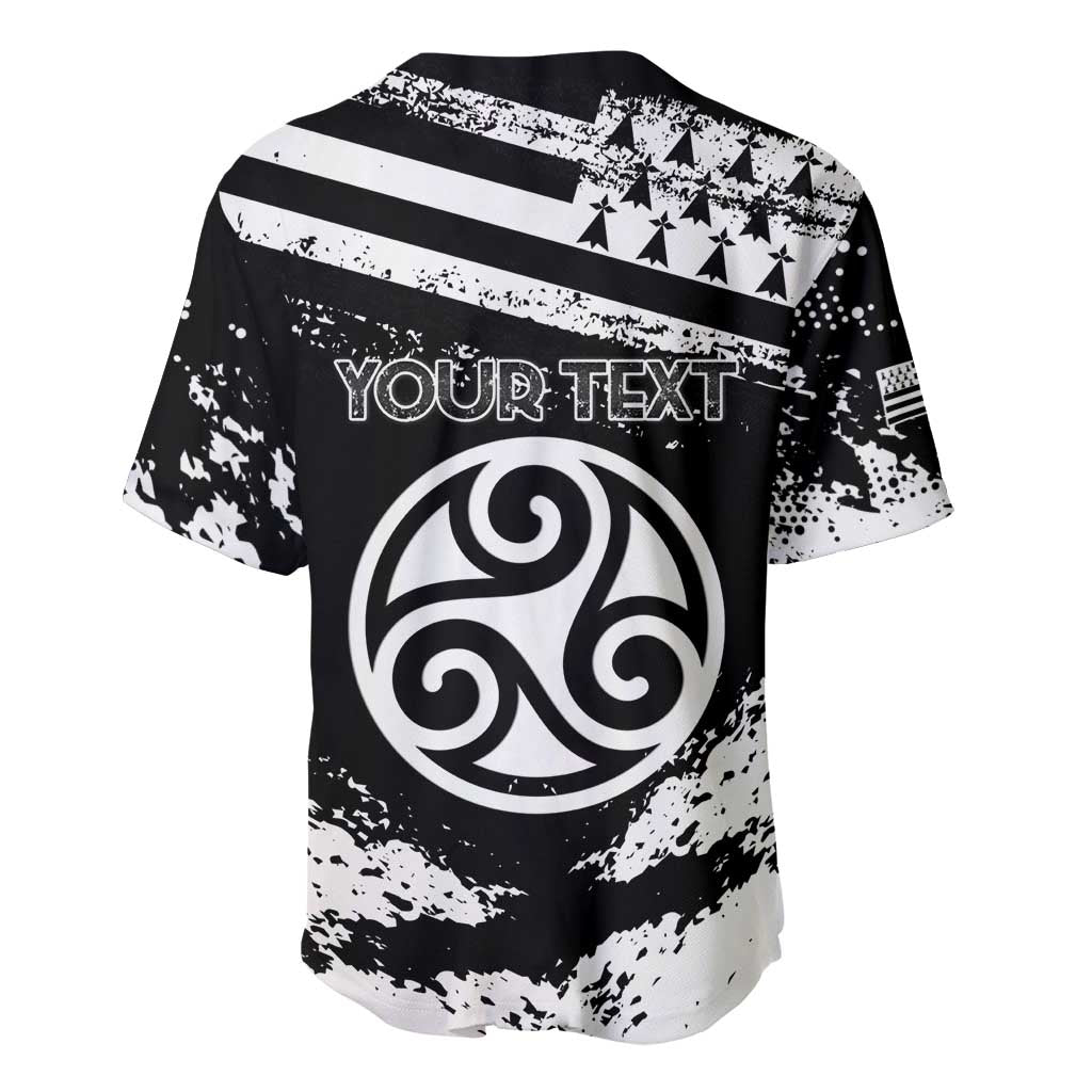 Personalized Brittany Baseball Jersey Coat Of Arms With Triskelion - Grunge Style - Wonder Print Shop