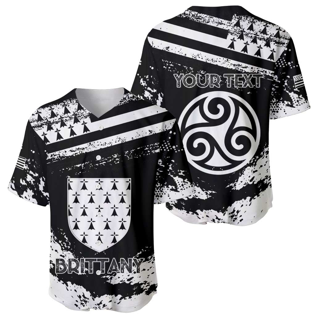 Personalized Brittany Baseball Jersey Coat Of Arms With Triskelion - Grunge Style - Wonder Print Shop