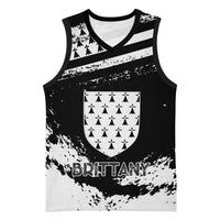 Personalized Brittany Basketball Jersey Coat Of Arms With Triskelion - Grunge Style - Wonder Print Shop