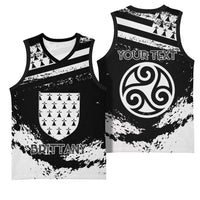 Personalized Brittany Basketball Jersey Coat Of Arms With Triskelion - Grunge Style - Wonder Print Shop