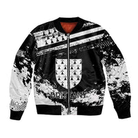 Personalized Brittany Bomber Jacket Coat Of Arms With Triskelion - Grunge Style - Wonder Print Shop