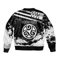 Personalized Brittany Bomber Jacket Coat Of Arms With Triskelion - Grunge Style - Wonder Print Shop