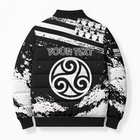 Personalized Brittany Bomber Puffer Jacket Coat Of Arms With Triskelion - Grunge Style - Wonder Print Shop