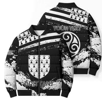 Personalized Brittany Bomber Puffer Jacket Coat Of Arms With Triskelion - Grunge Style - Wonder Print Shop