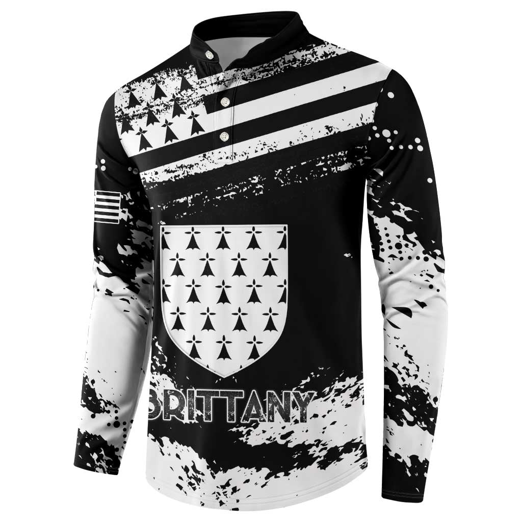 Personalized Brittany Button Sweatshirt Coat Of Arms With Triskelion - Grunge Style - Wonder Print Shop