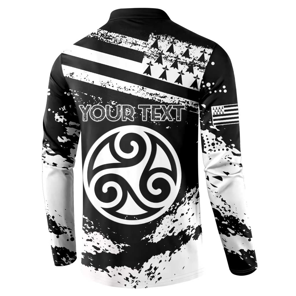 Personalized Brittany Button Sweatshirt Coat Of Arms With Triskelion - Grunge Style - Wonder Print Shop