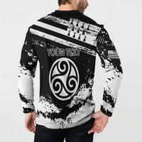 Personalized Brittany Button Sweatshirt Coat Of Arms With Triskelion - Grunge Style - Wonder Print Shop